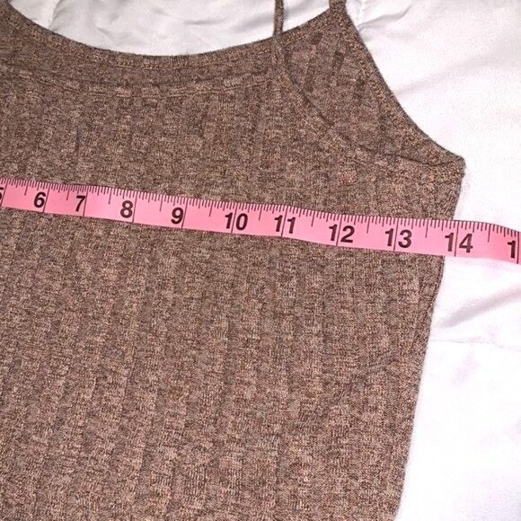 Brown Ribbed 2-Piece Set: Long Cardigan & Top - Size S - Picture 9 of 10